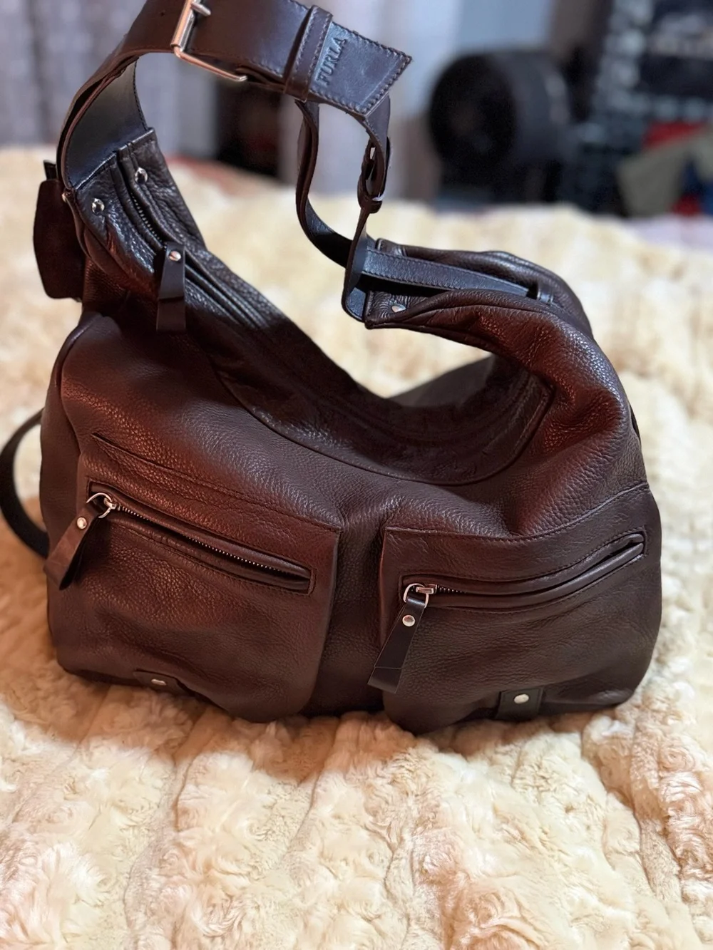 Brown Furla Hobo Bag Vintage